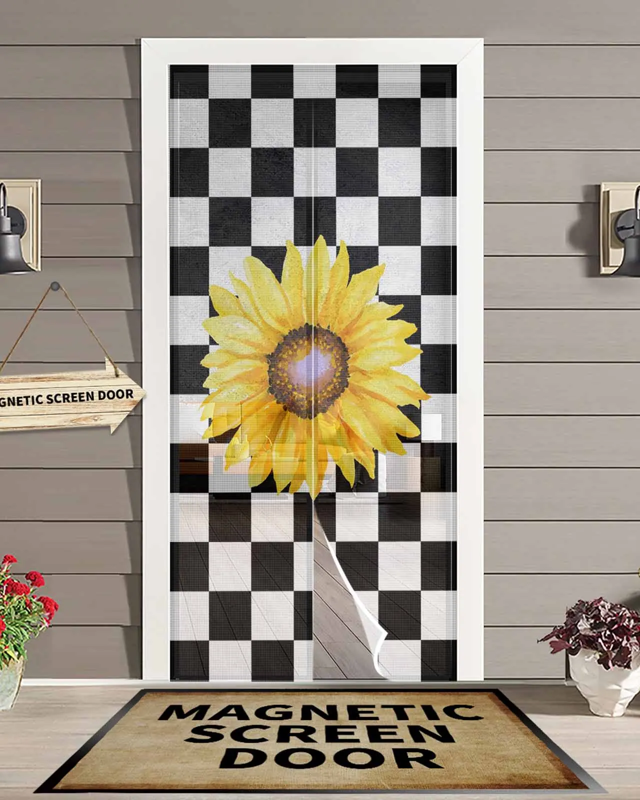 

Решетчатый элемент, подсолнечник, магнитная дверная занавеска для гостиной, спальни, дома, антимоскитная занавеска для двери