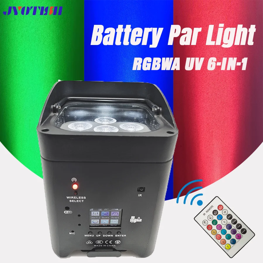 

Battery Par light 6x18w RGBWA UV 6in1 Led DMX512 Wifi Remote Control Wash Wall Light For Party DJ Disco Wedding stage light