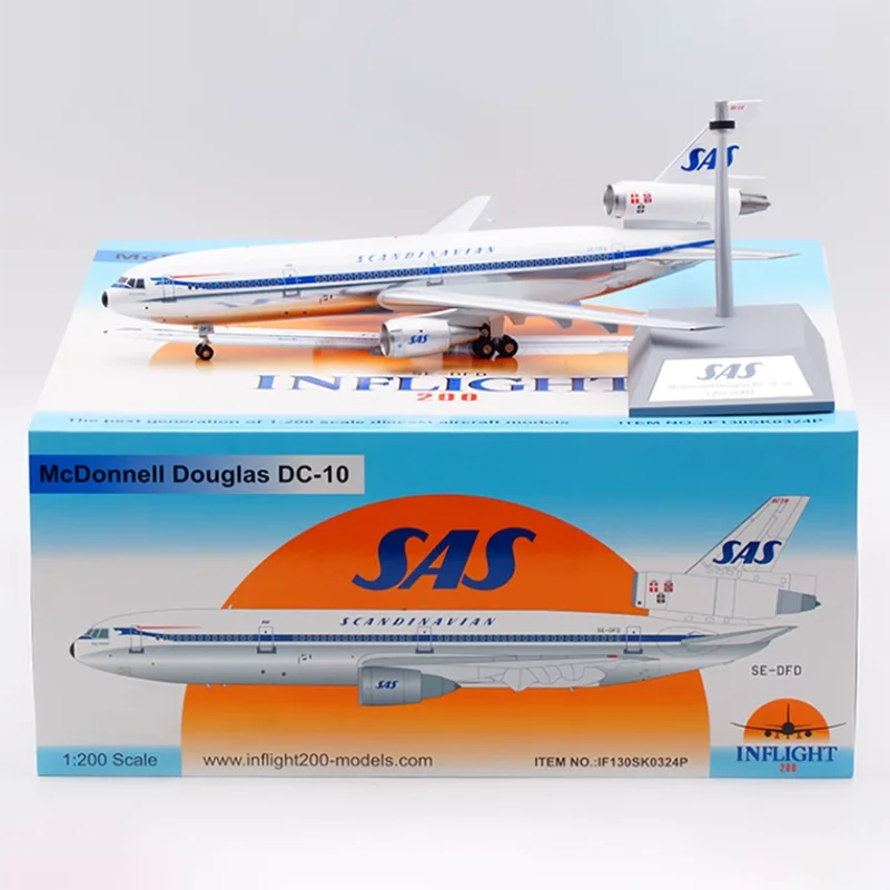 Inflight Diecast 1:200 Scale SAS McDonnell Douglas DC-10-30 SE-DFD Aircraft Simulation Alloy Finished Souvenir Collection Toy