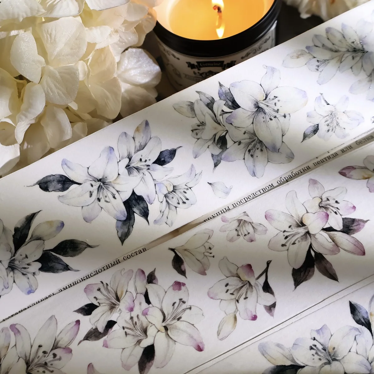 

5cm x 5m single roll of washi Tape [ Lily Language ] Lily Flower Paper Tape Handmade Journaling PET Stickers for Scrapbooking