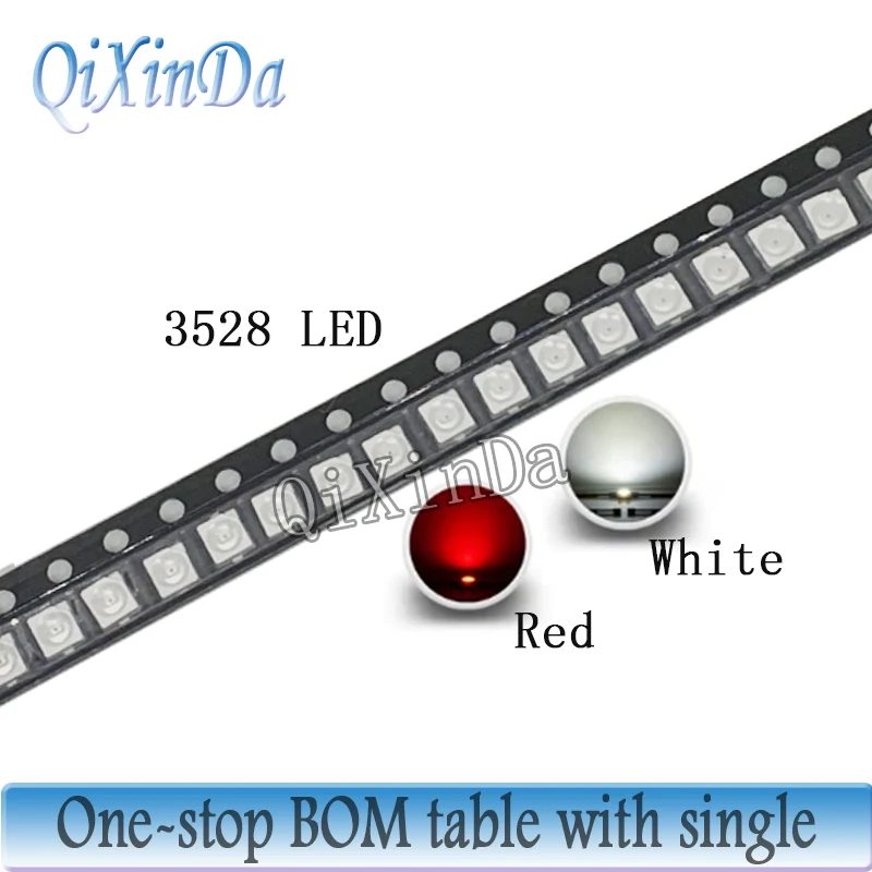 100pcs 1210 3528 SMD LED White Red Blue Yellow Green Orange Warm White Pink Purple  Light Emitting Diode