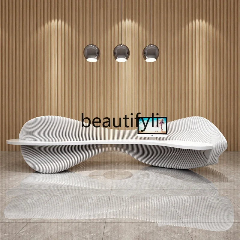 ZzqCompany Mesa de recepção lacada com tecnologia Fiberglazz Recepção Simples e moderna Mesa de caixa Bem-vindo Estúdio Balcão de bar