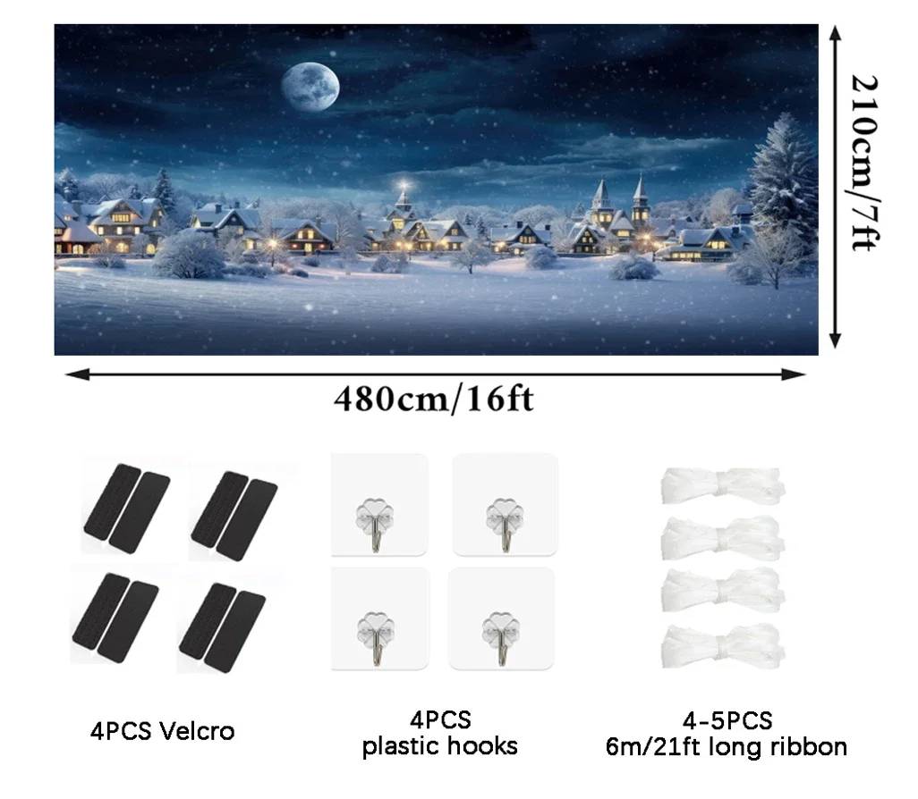 Christmas Garage Door Banner Decor Xmas Tree Winter Snowman Large Mural Entryway Festive Party Background Decoration Backdrop