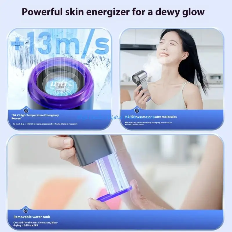 

U2JE Compactly Adjustable Speed Handheld Fan With Misting Function 3500mAh USB Rechargeable Cooling Device For Travel Office