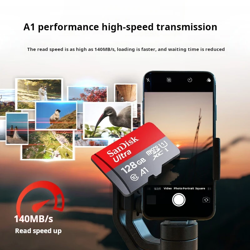 

Карта памяти SanDisk TF (MicroSD), 128 ГБ, A1 U1 C10, высокоскоростная карта памяти, скорость чтения 140 МБ/с, совместимость с несколькими устройствами