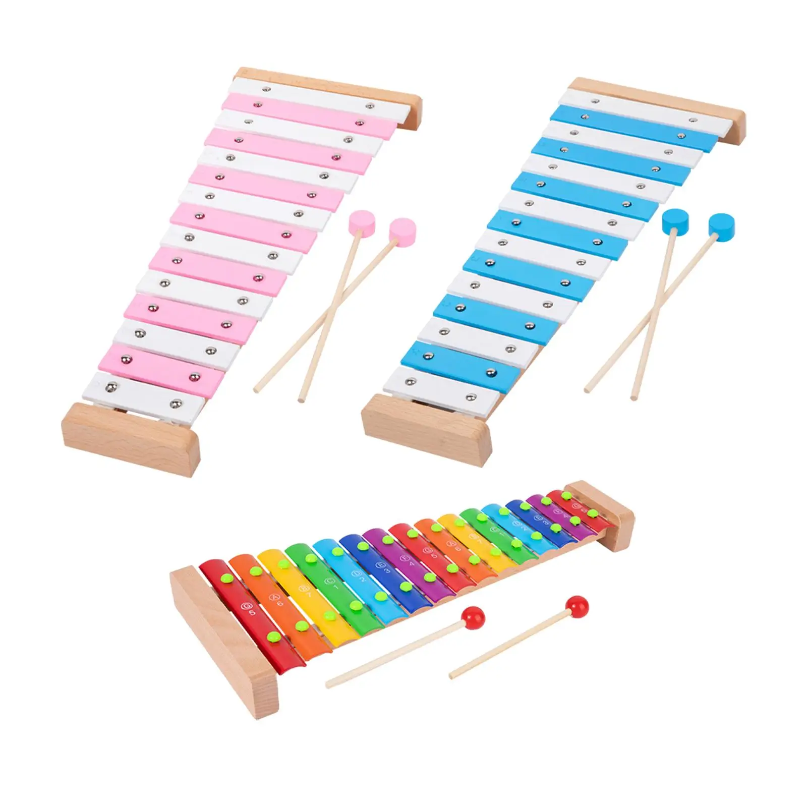 Premium 15-Note Xylophone Set for Children - Educational Music Toy with Wooden Base