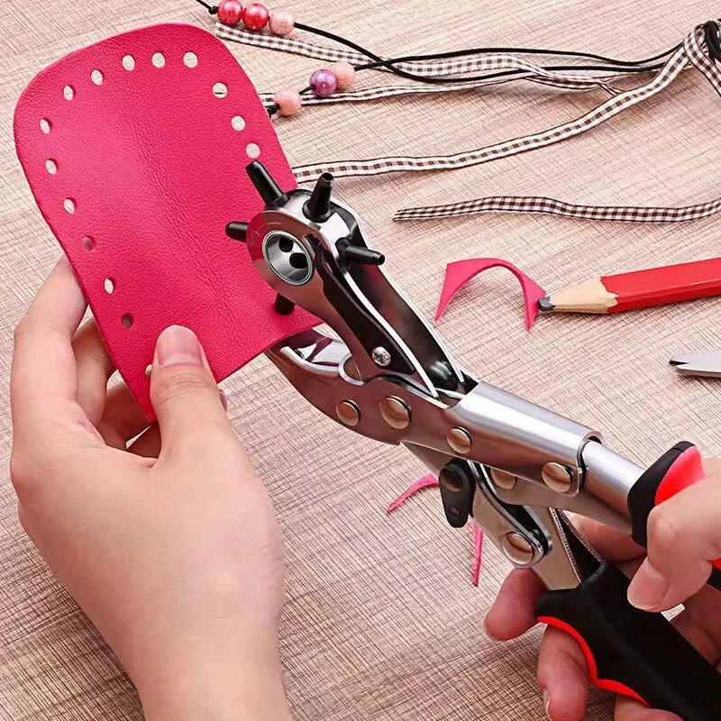 Effortless DIY Alloy Hole Punch Machine Kit: Ideal for Crafting Professional Belts, Watches & Leather Goods; Precision at Home!