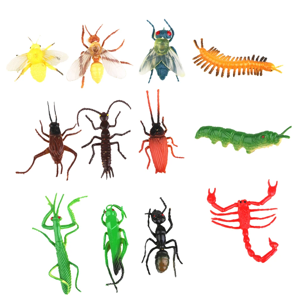 12x Plastic Vivid Model Figure Kids Toys Bug Mantis Scorpion Ant Bee