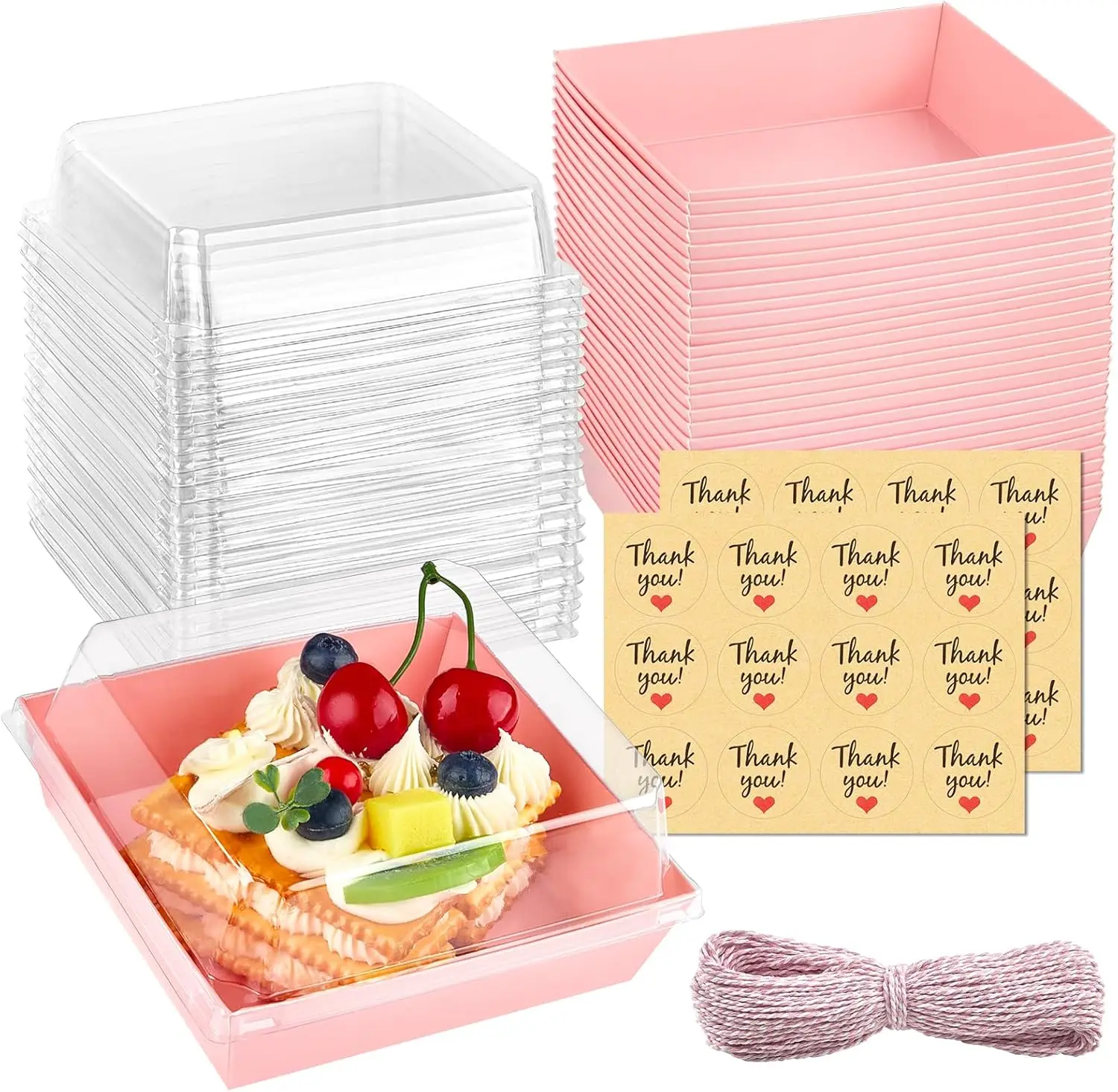 

20 Pack Small Charcuterie Boxes with Clear Lids, To Go Paper Dessert Boxes, 5 Inches Disposable Containers for Cookies