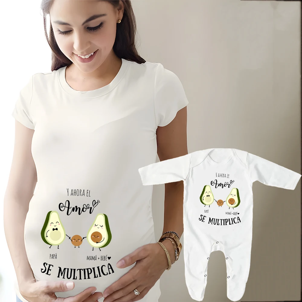 مجموعة ملابس عائلية للأم الحامل ، إعلان الحمل ، قميص الحمل ، بدلة نوم الطفل ، أفضل هدية ، الآن الحب يتزايد