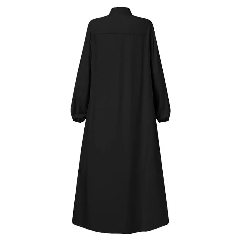 Vestidos Abaya tradicionales de Dubái para mujer, vestidos largos con bolsillos, ropa islámica, moda musulmana, cuello alto con cremallera, largo