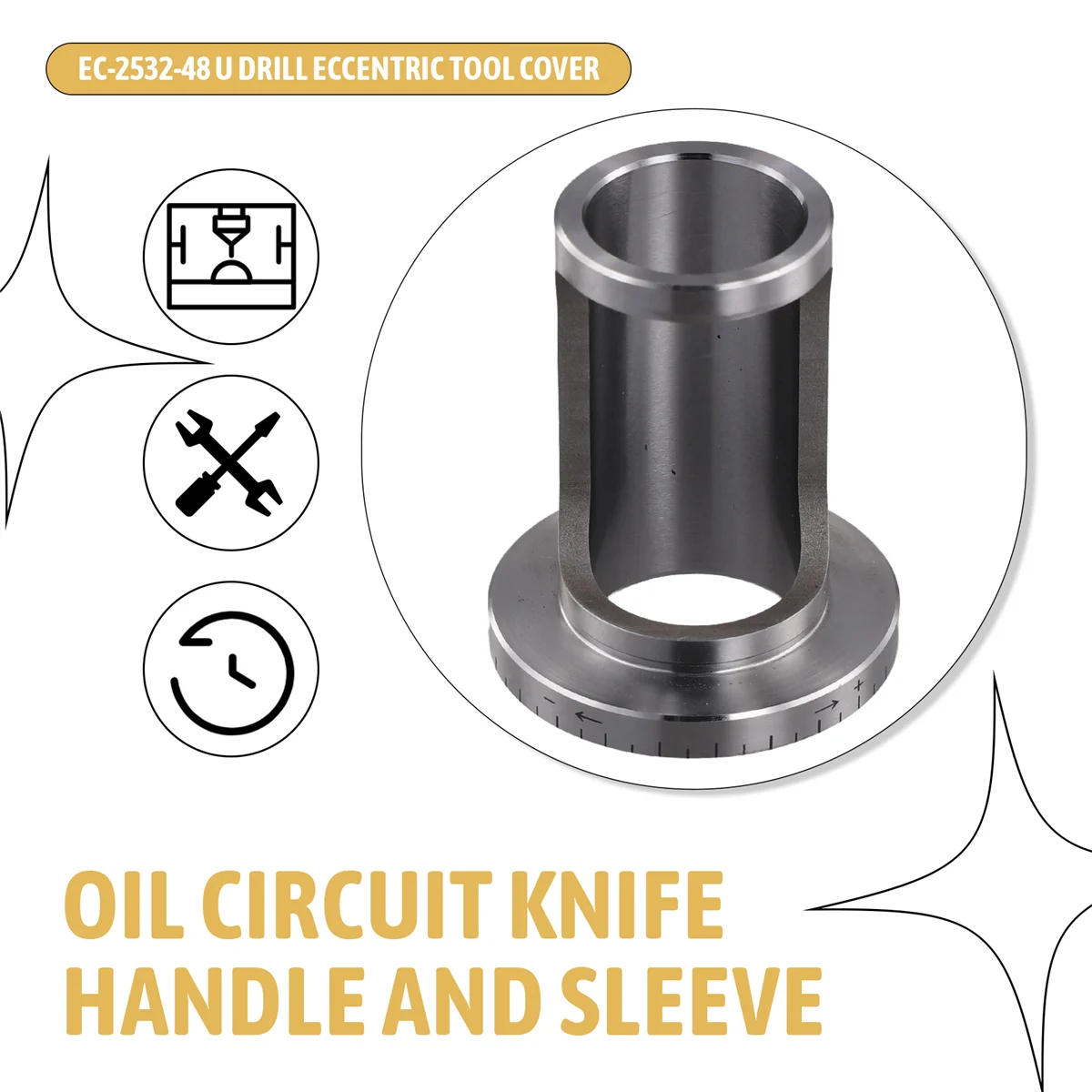 BAAQ U Bohrwerkzeug Exzenterhülse EC-2532-48 Schnellwechsel-CNC-Drehmaschine Bohrhülse Verstellbare Untersetzungshülse