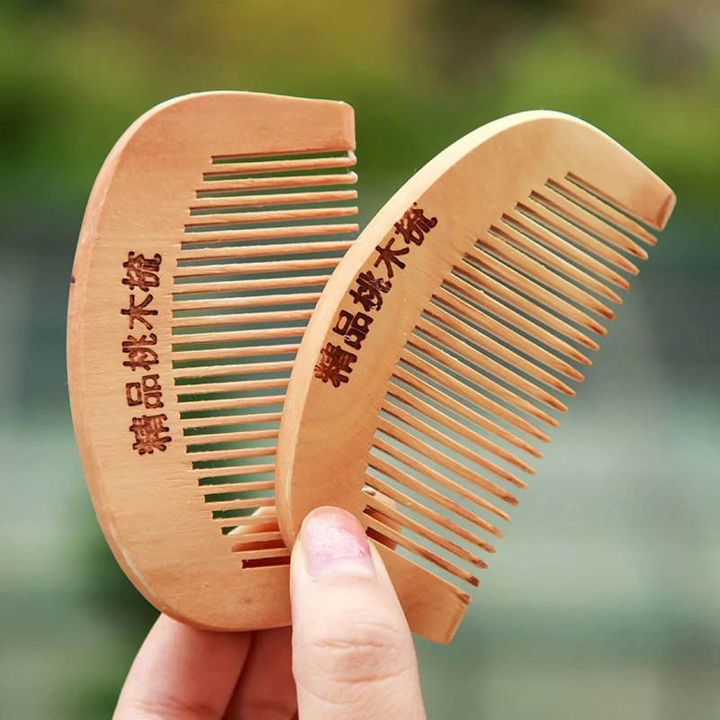 1Pc Natural Peach Wood Comb Close Teeth Anti-static Head Massage Beard Hair Care Tool Beauty Accessories Barber Women's Hairdres