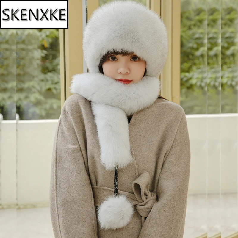 

Women real fox fur hat scarf For winter warm top rex rabbit fur hats Lady 100% natural fox fur caps Quality real fox fur scarves