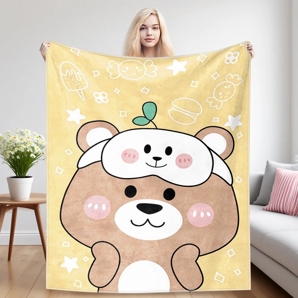 Sleepy- Bear Nap Blanket,Flannel Blanket,Suitable For Sofas,Beds,Cars,Rooms,Offices,Camping,Exquisite Gift Blankets