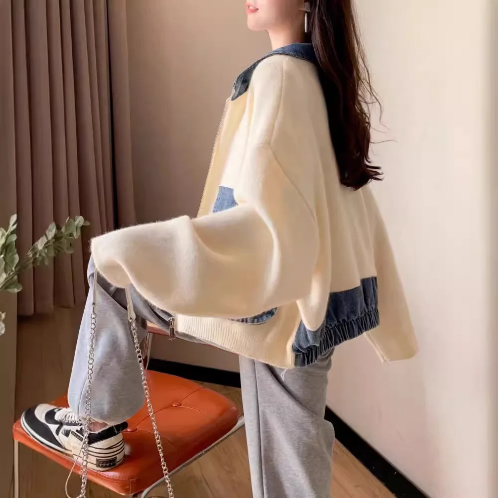 

Кардиган, женские свитера, пальто, вязаные джемперы с отложным воротником и длинными рукавами Y2k, уличная одежда, элегантное вязаное пальто для работы, осень-зима