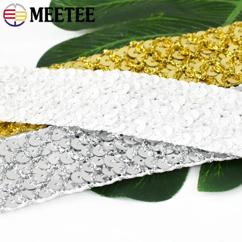 5/10Meters 20/35mm Sequin Lace Tape Colored Laces Ribbon Wedding Party Garment Stage Dress Decor Tapes DIY Sewing Accessories