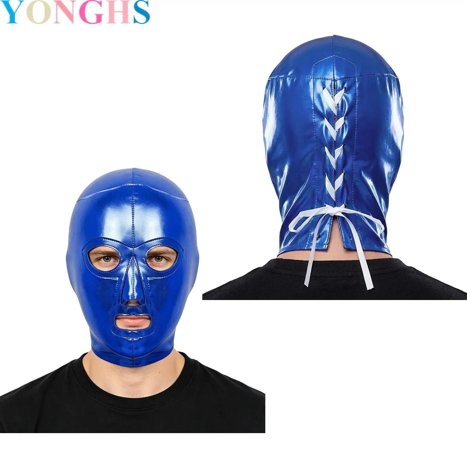 

Men Glossy Wrestling Masks Headcover Mexican Metallic Lucha Libre Costume Wear Masks Boxer Mexican Wrestling Masks