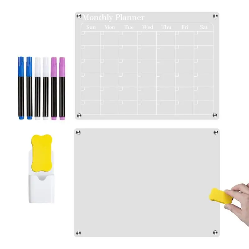 

Acrylic Dry Erase Calendar Magnetic Planner Note Board Message Board Note Glass Board Frameless Board Portable Blank Memo