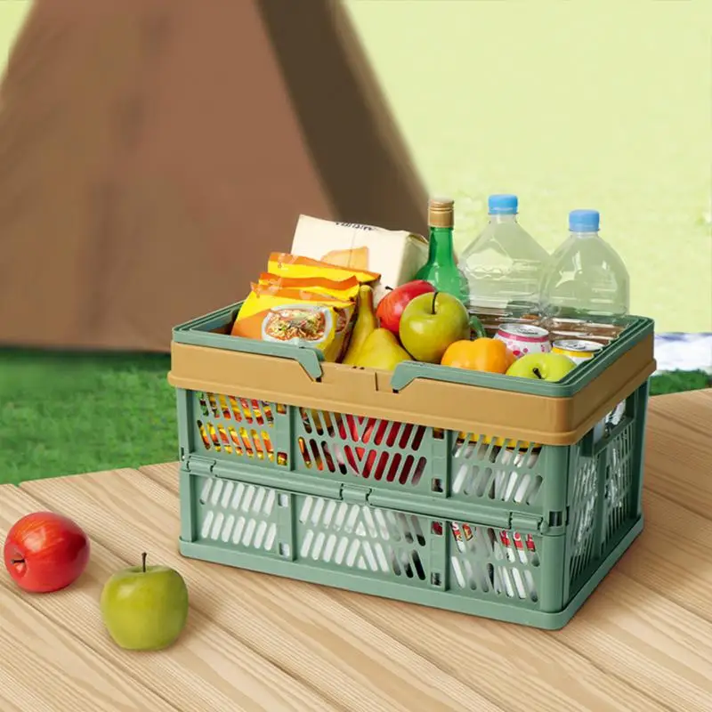 Foldable Picnic Basket Portable Supermarket Shopping Basket Spring Tour Basket Japanese Groceries Snacks Plastic Grocery Basket