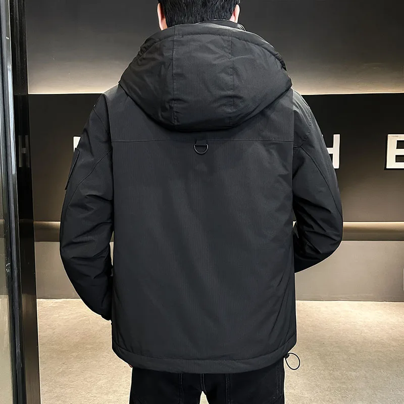 Casual 2024 Winter Men's Hooded Duck Down Jacket Streetwear Solid Loose Warm Puffer Coat Outdoor Windproof Thicken Down Clothing