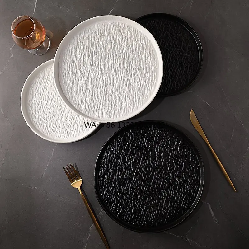 

Rock Texture Round 8 Inch 10 Inch Ceramic Dinner Plate Steak Dinner Plate Hotel Dinner Plate Wholesale