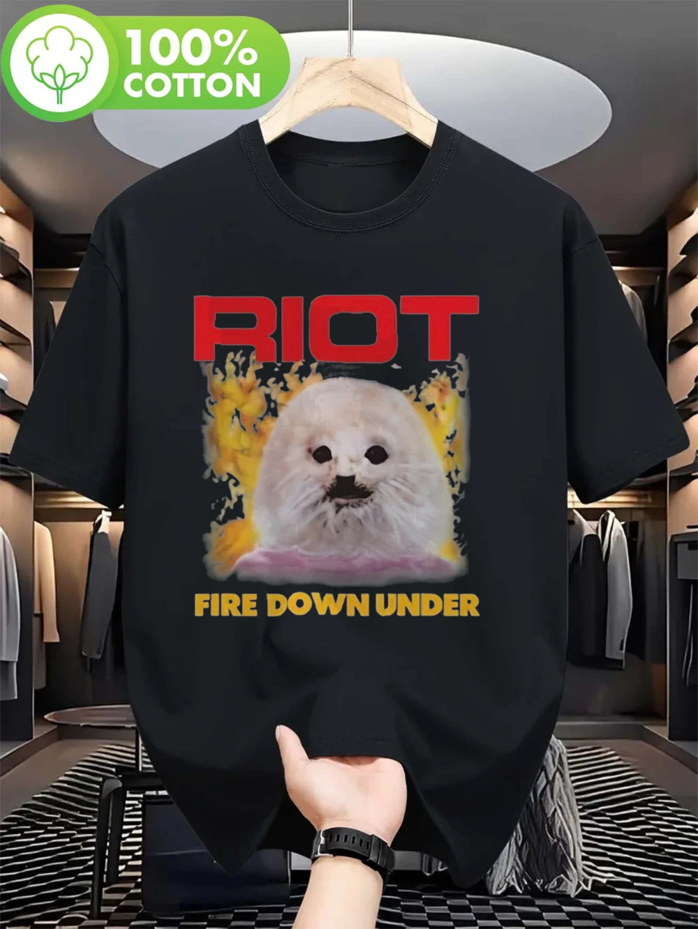 Men's RIOT 1981 Flame T-Shirt - Vibrant red color scheme and cute yellow belt design short-sleeved T-shirt  graphic t shirts