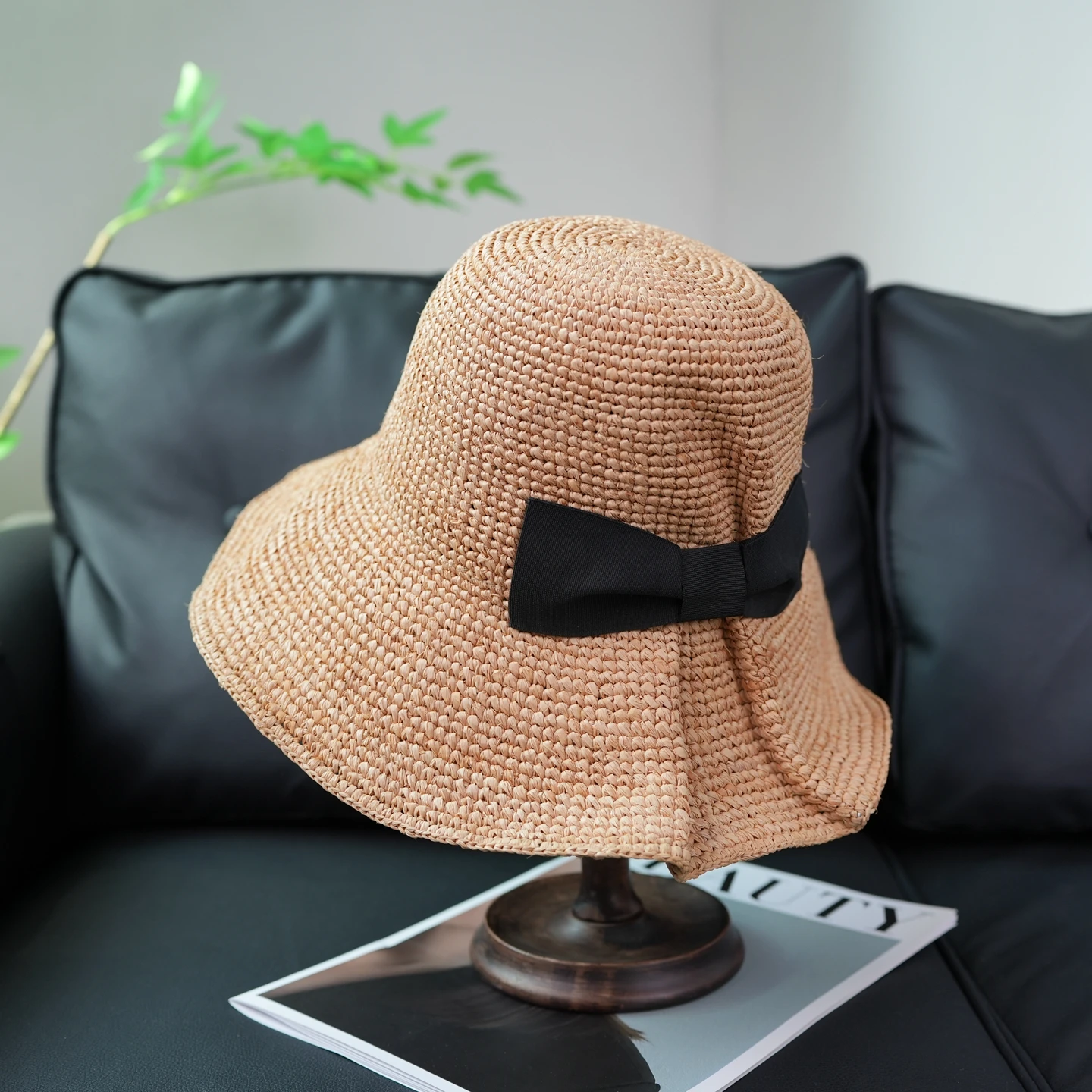 pure-hand-hooked-laffey-grass-hat-casual-fisherman-washable-spring-summer-large-brim-country-style-sun-hat-for-women