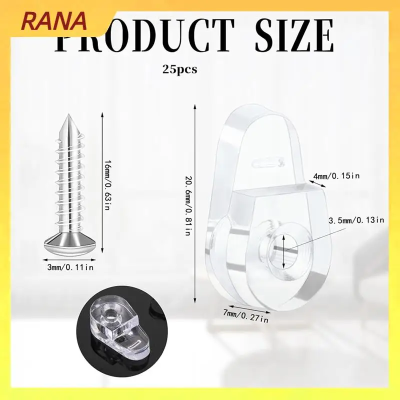 Kit de clipes de montagem de espelho RANA 25 pacotes, cabides de espelho redondos para kit de clipes retentores de vidro de parede clipes de montagem de espelho transparente