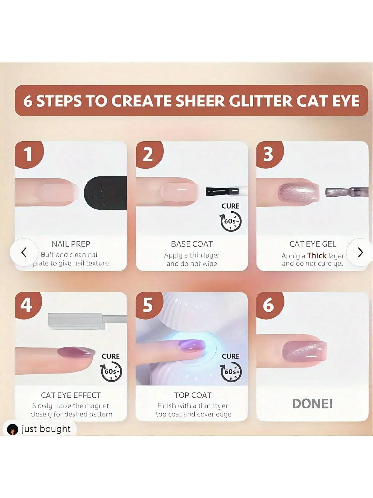 1 قطعة 10 مللي طلاء أظافر لامع عاكس مبهر - طلاء أظافر ثلاثي الأبعاد بدون مسح بالأشعة فوق البنفسجية LED #6