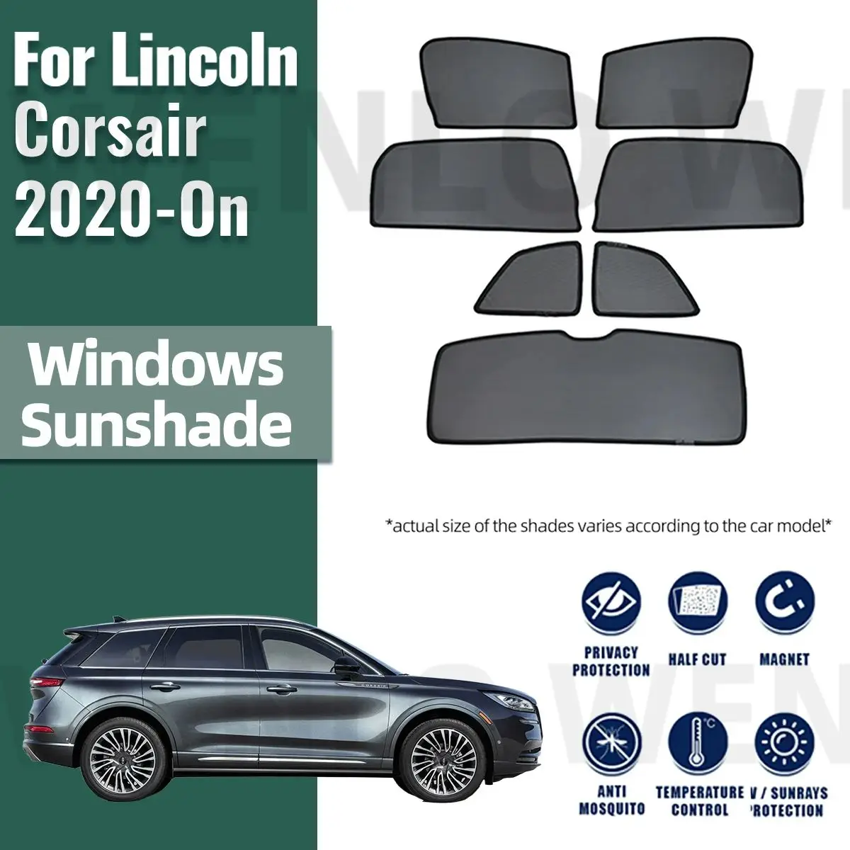 

For Lincoln Corsair 2020 2021 2022 2023 2024 Magnetic Car Sunshade Front Windshield Curtain Rear Side Window Sun Shades Shield