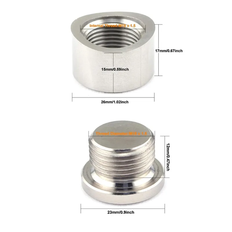 Sensor de oxígeno M18X1.5, tuerca de tapón de acero inoxidable, Kit de tapa de montaje escalonado, tapón de tuerca, tuerca de banda ancha, montaje de tapones de soldadura