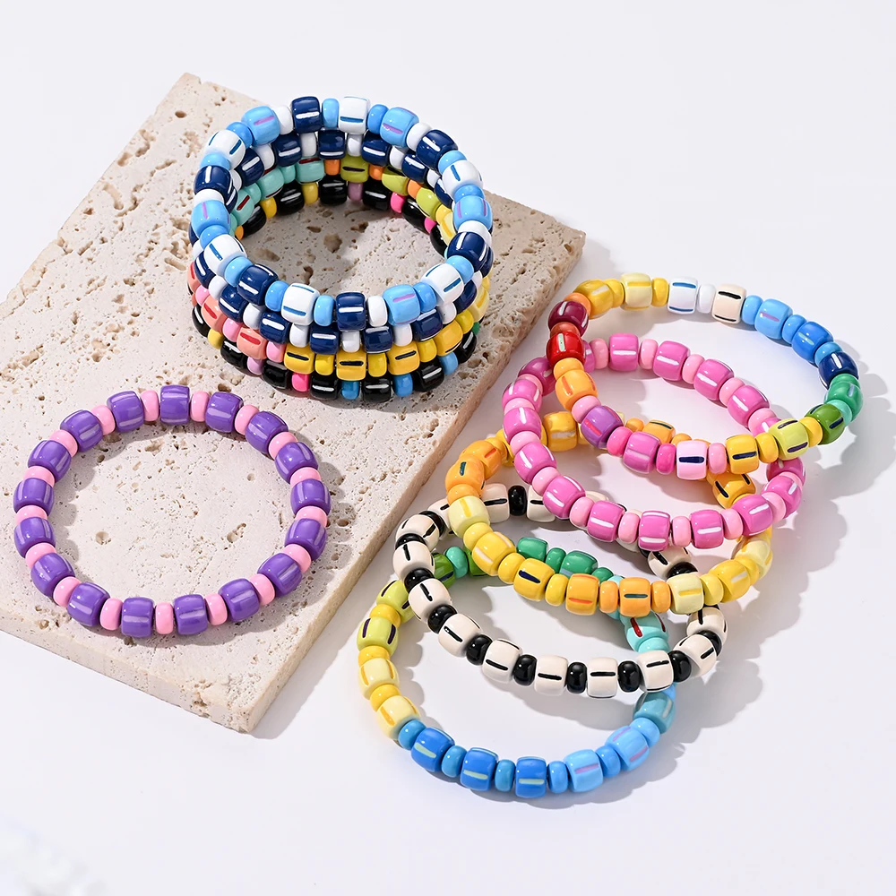 1Pc New Handmade Bracelets Boho Design Fashion Women Alloy Bracelets Beaded Tile Bracelet Armband Holiday Gifts