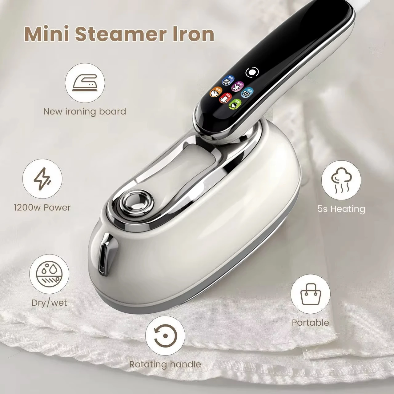 

220V Portable Handheld Steam Iron Machine Garment Steamer Electric Mite Removal Flat Iron for Clothes with 5 Gear Settings 1300W