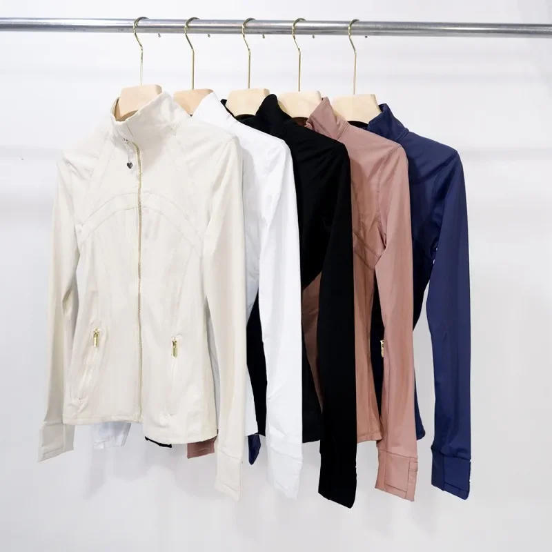 New Gold Zipper Slimming Jacket Yoga Stand Up Collar Jacket Slim Fit Quick Drying Sports Thin Design Twilight Rose Gold Summer