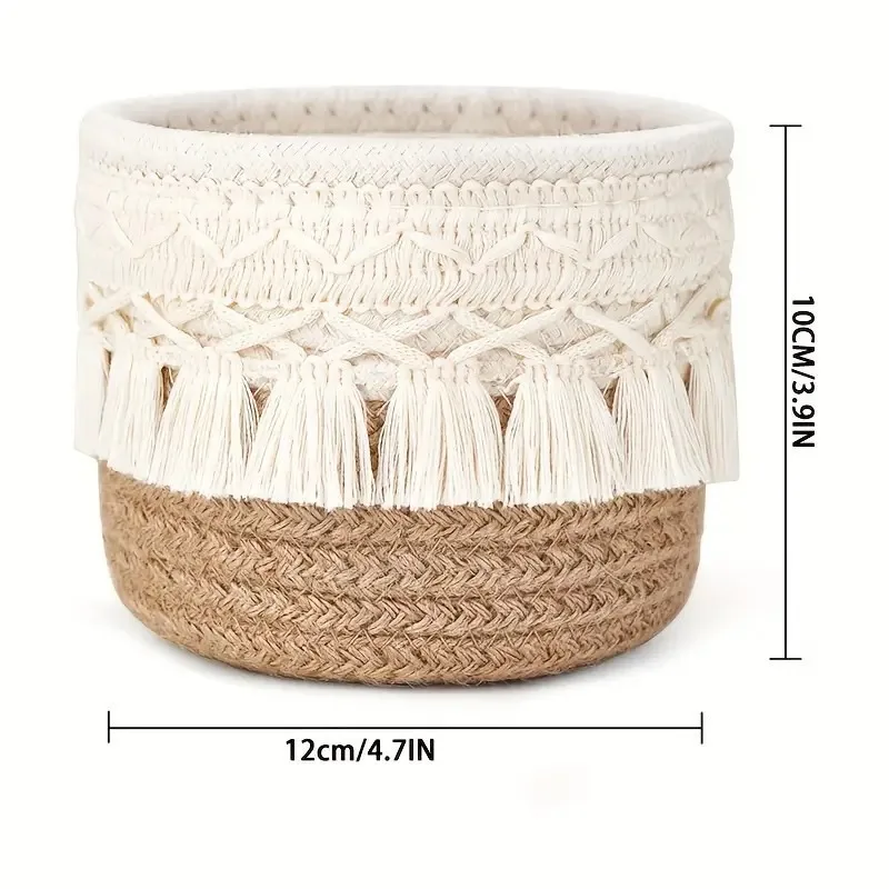 Desktop storage basket Cosmetics makeup brush storage box Round woven storage basket