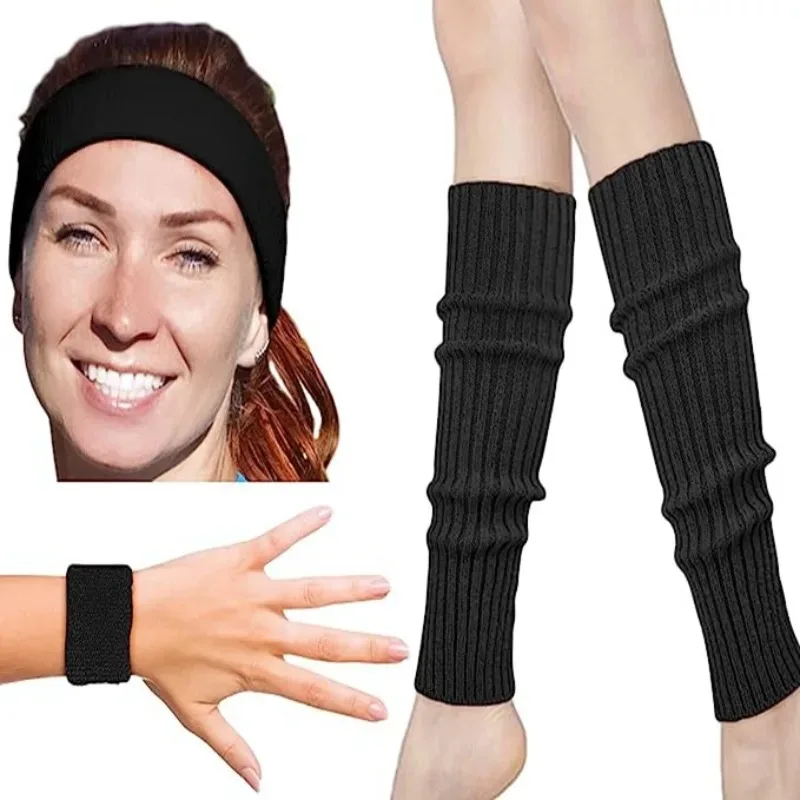 80s Party Costume Accessory Set Leg Warmers Retro Headband Wristbands 80s Outfit Kit for Women Men