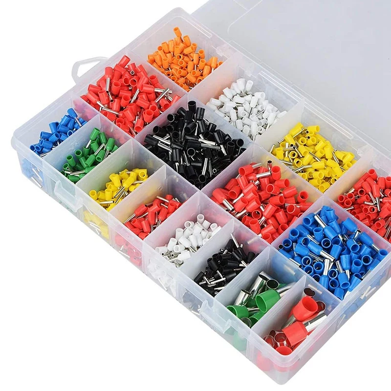 2120Pcs Insulated Cord Pin End Terminals Tin-Plated Copper Crimp Connector Ferrules Kit