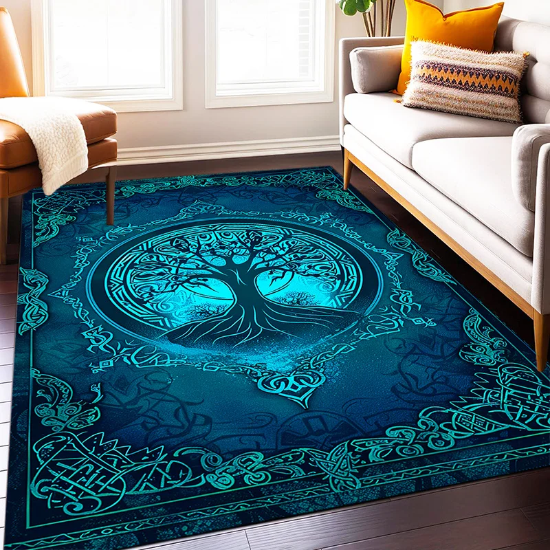 

Large Celtic Tree of Life Plush Area Mat Non-Slip & Fade-Resistant Velvet Mat with Intricate Tree Desi
