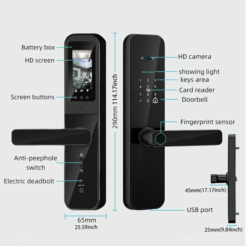 Imagem -06 - Phipulo-digital Eletrônico Smart Door Lock Tuya Wi-fi Câmera Biométrica Impressão Digital Entrada Keyless Hotel e Fechaduras Apartamento