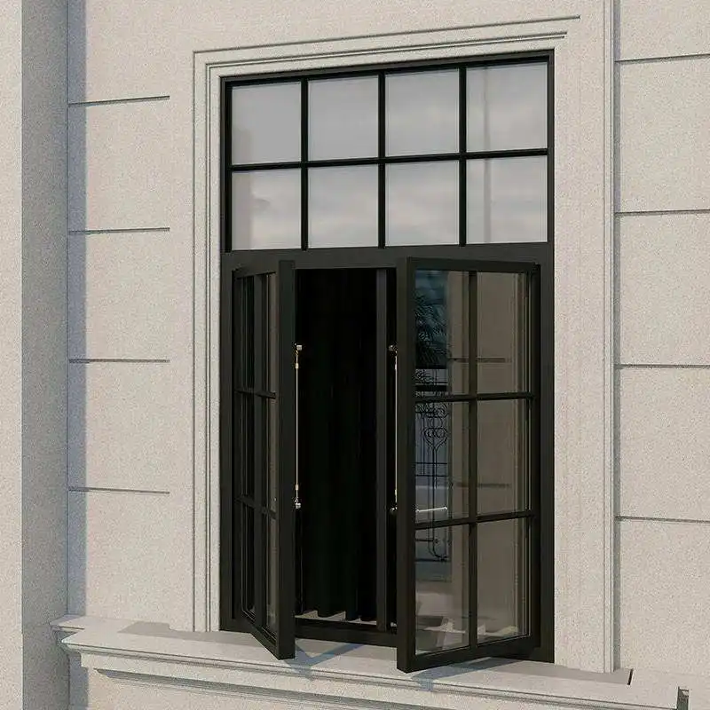 Modern Aluminum Frame Glass Window Soundproof French Hinged Windows High End Villa Mosquito Proof Double Sash Casement Windows