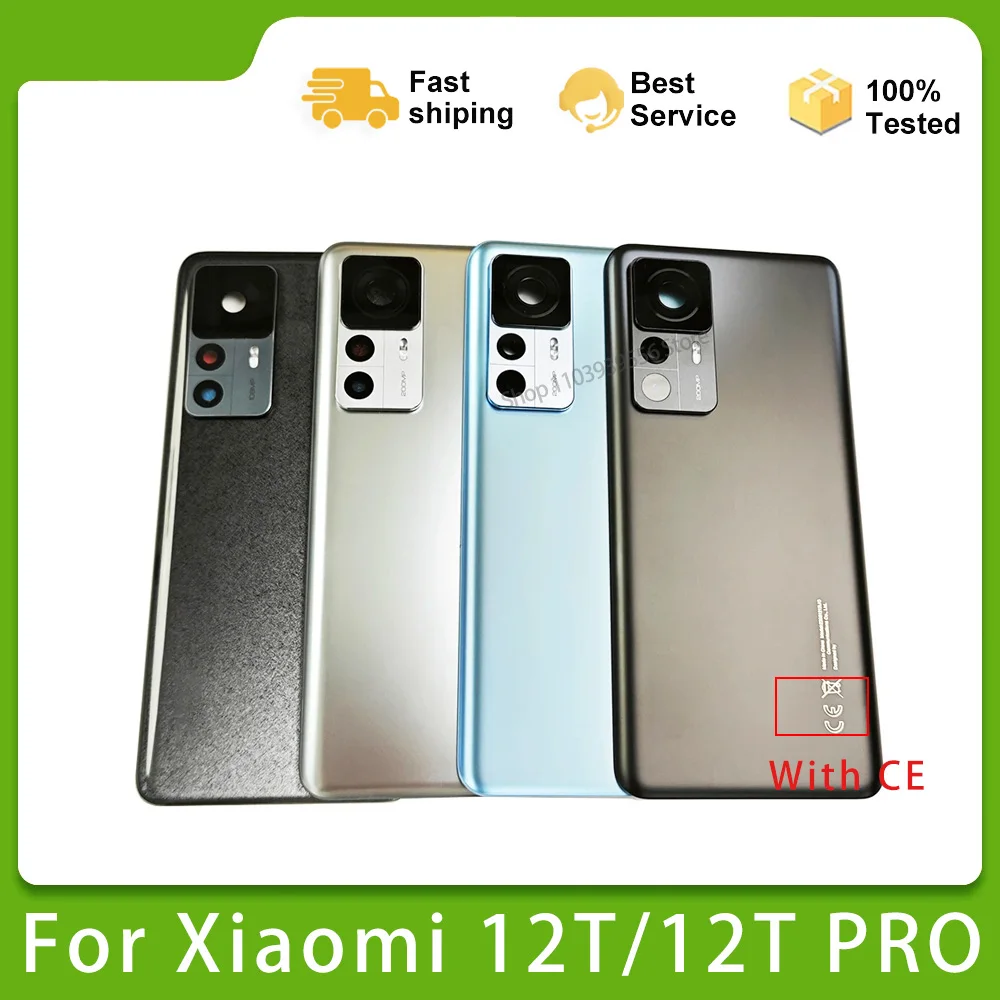 New For xiaomi 12T Back Battery Cover For MI 12T Pro 5G Rear Housing Glass Door Case With Camera Lens Replacement Parts