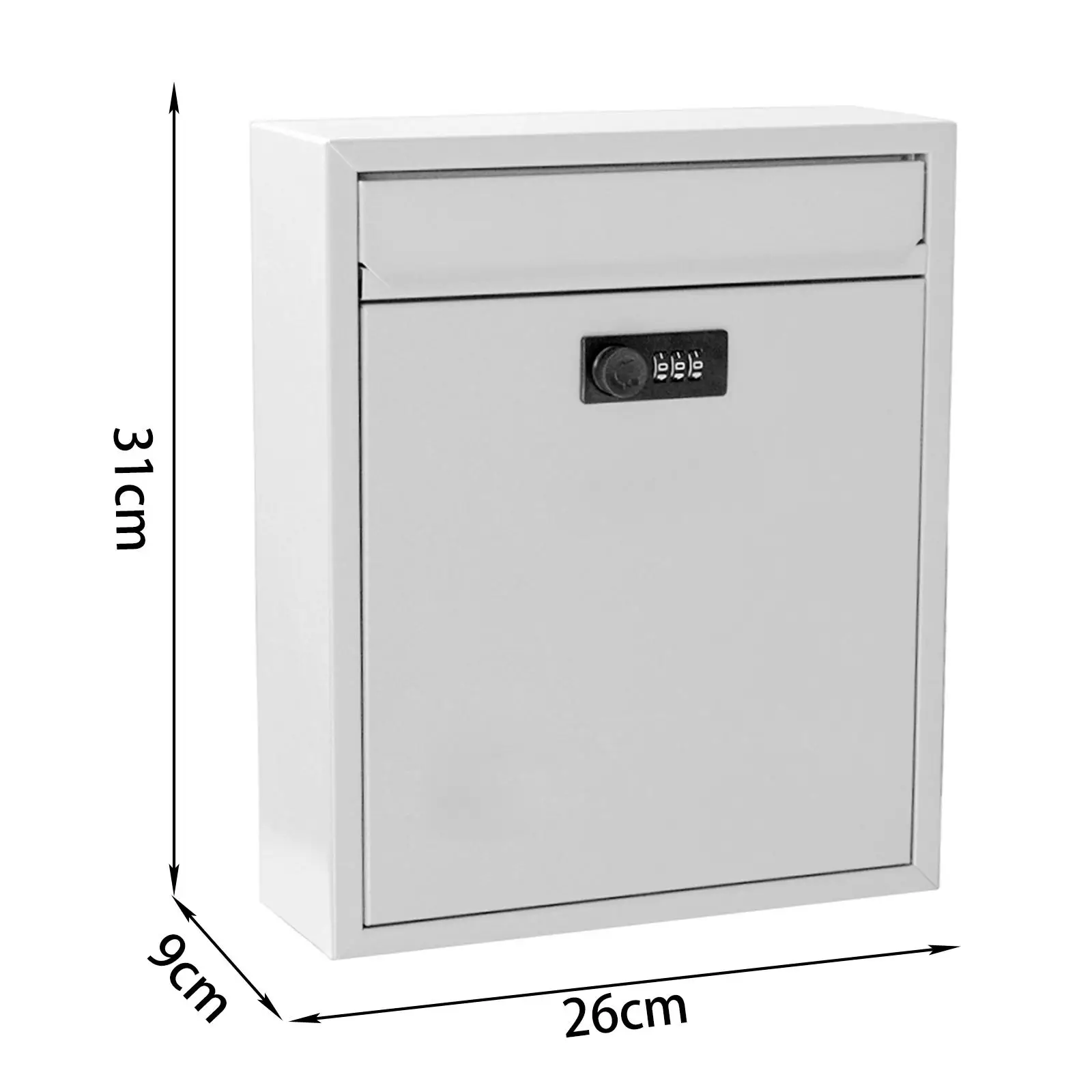 Wall Mount Mailbox with Combination Lock for Outside Iron Lockable Drop Box for Newspaper and Magazines Large Capacity