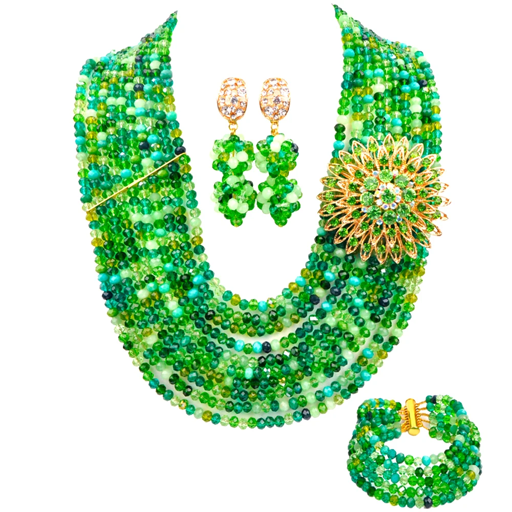 Green Mixed Beades African Jewelry Sets