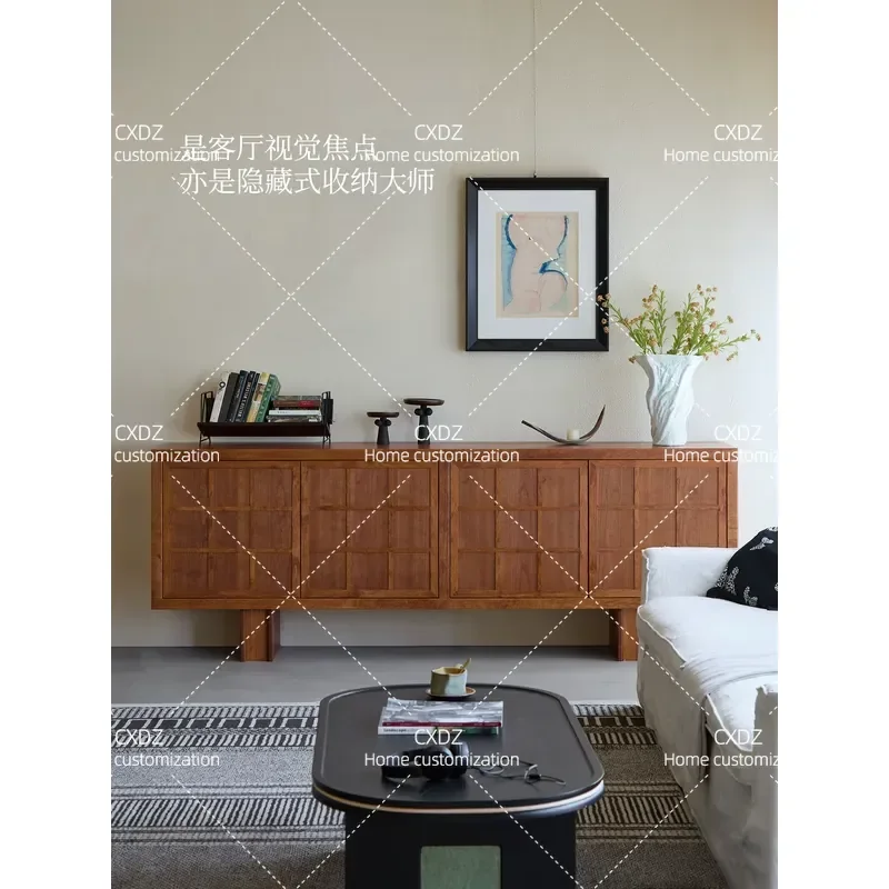 Cabinet Living Room Home Storage Locker Integrated Solid Wood Medium Antique Retro TV Cabinet