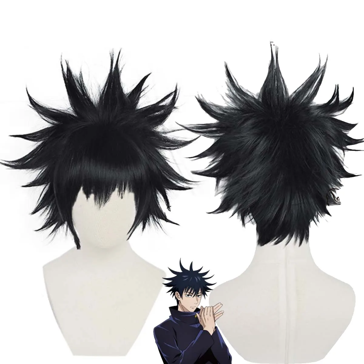 Halloween Anime Jujutsu Kaisen JJK Fushiguro Megumi Short Black Cosplay Synthetic Hair Wig