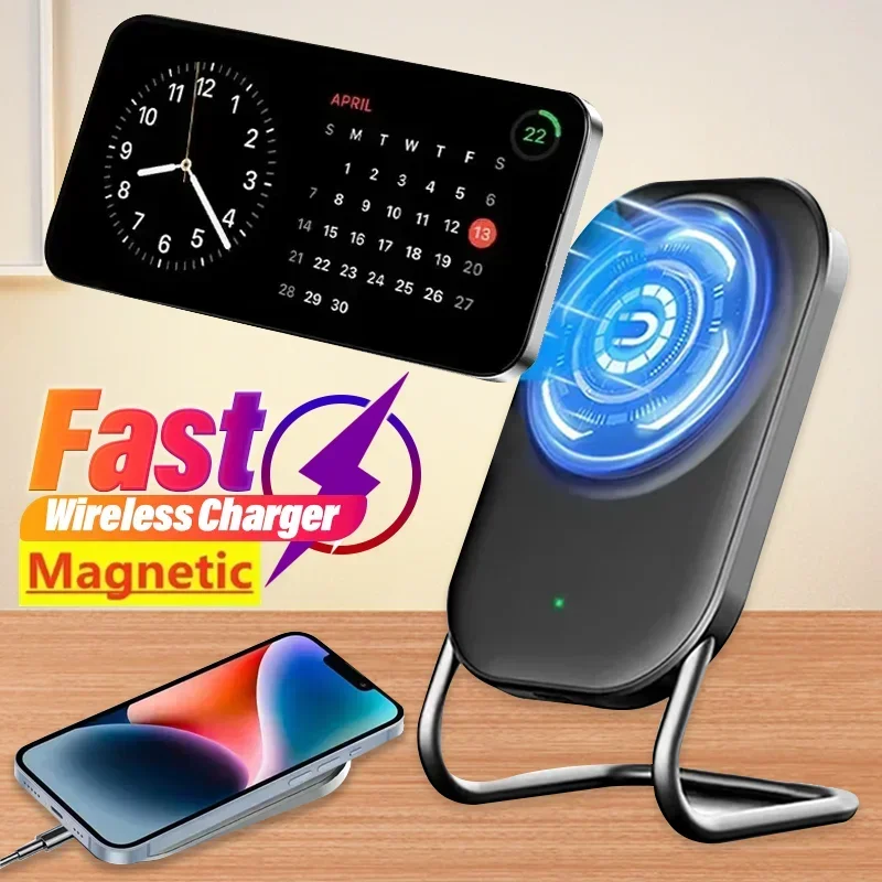 Magnetic Wireless Charger Stand Pad for iPhone 16 15 14 13 Samsung PD Type C USB Induction Fast Wireless Charging Phone Holder