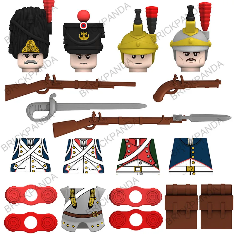 

Military Army Weapons WW1 French Soldiers Cuirassier Figures Building Blocks WW2 French Dragoon Swords Gun Bricks Toys Gift Kids