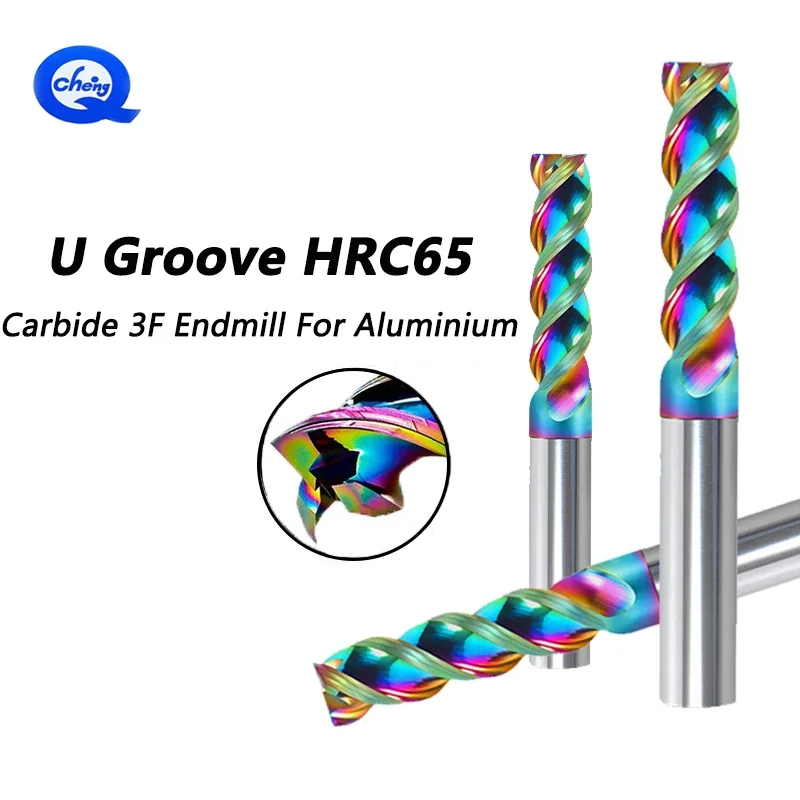 

U Slot Carbide Endmill HRC65 3 Flute DLC Coating Tungsten Steen Milling Cutter Large Excretion Space Cnc Router Cutters Tool