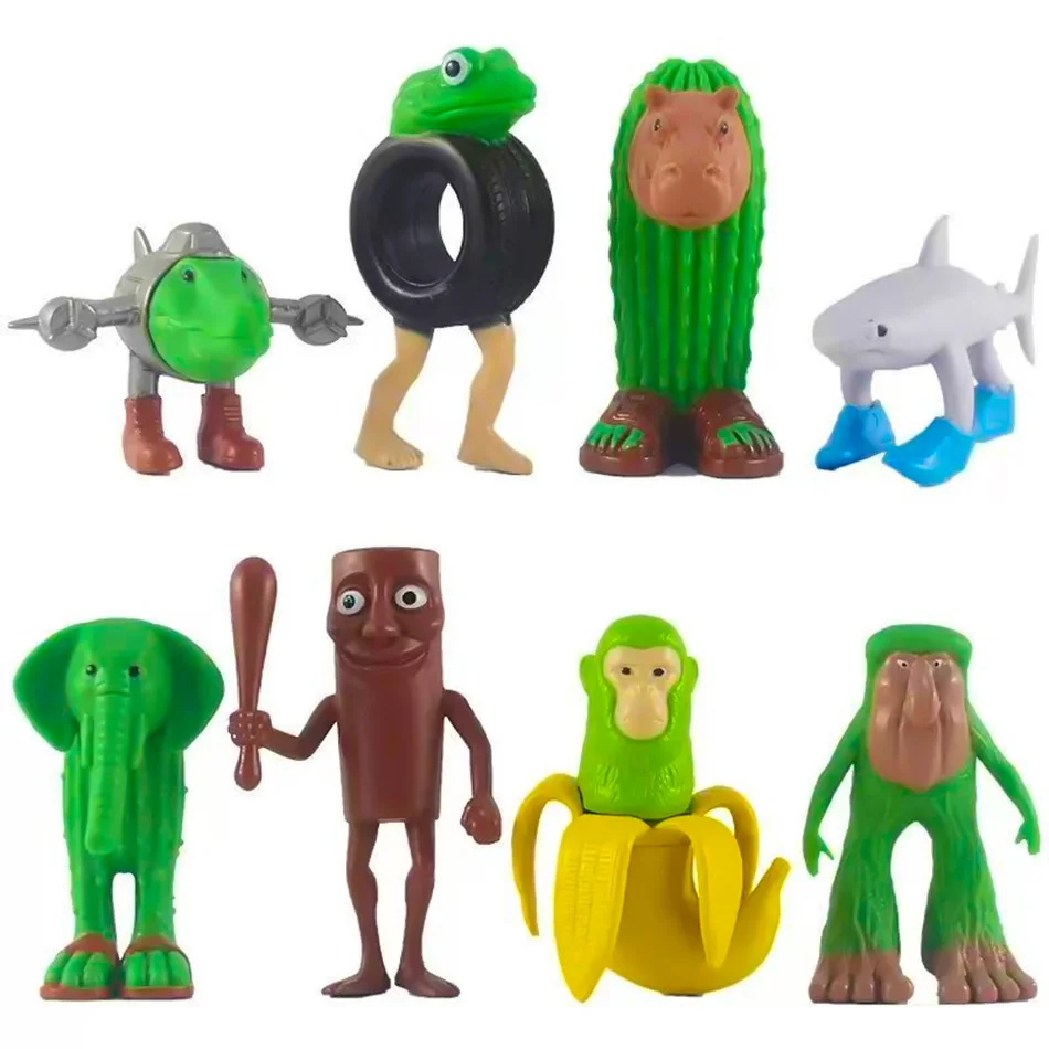 Anime 8 Uds Tung Sahur figuras de juguete Tralalero Tralala figuras Bombardino Crocodilo Shimpanzini Bananini modelo figuras decoración regalos